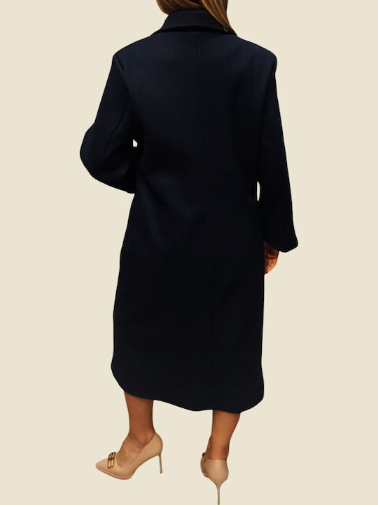 Wolle Damen black Mantel mit Knöpfen