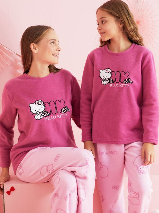 Siyah Inci Παιδική Πιτζάμα Χειμωνιάτικη Fleece Φούξια