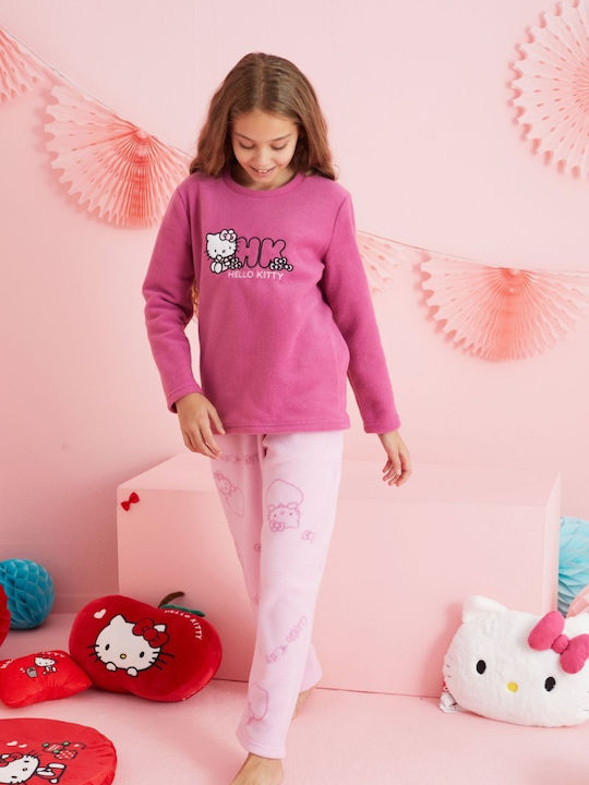 Siyah Inci Kinder Schlafanzug Winterlich Fleece Fuchsia