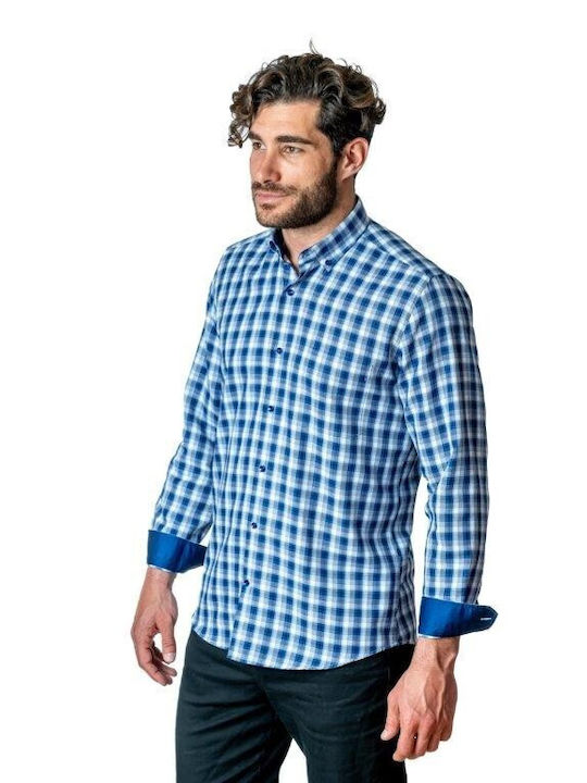 Langärmlig Baumwolle Hemd Geprüft Electric Blue