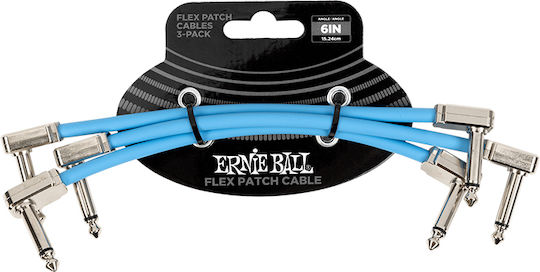 Ernie Ball Flex Cable 6.3mm male - 6.3mm male 0.15m Μπλε (P06460)