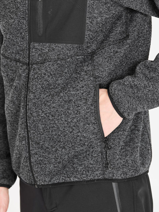 Ανδρική Ζακέτα Fleece με Κουκούλα Black