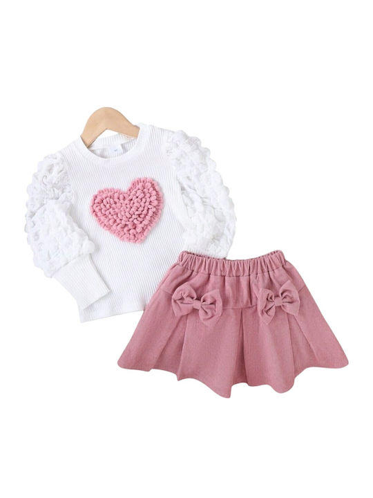 Kids' Set with Skirt Winter 2pcs Pink