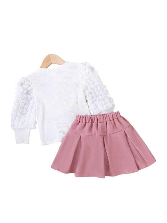 Kids' Set with Skirt Winter 2pcs Pink
