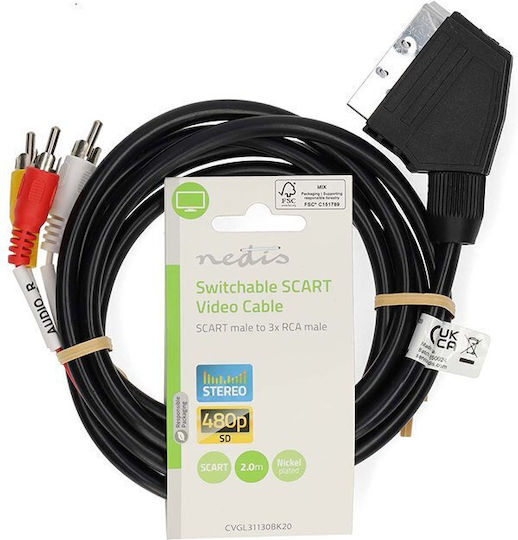 Nedis Cable RCA male - RCA male 2m CVGL31130BK20