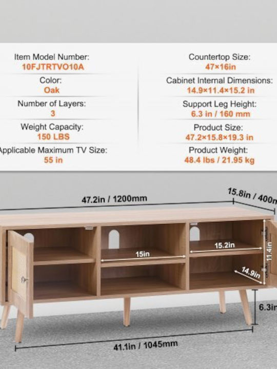 TV Stand Oak M120xD40xH49cm