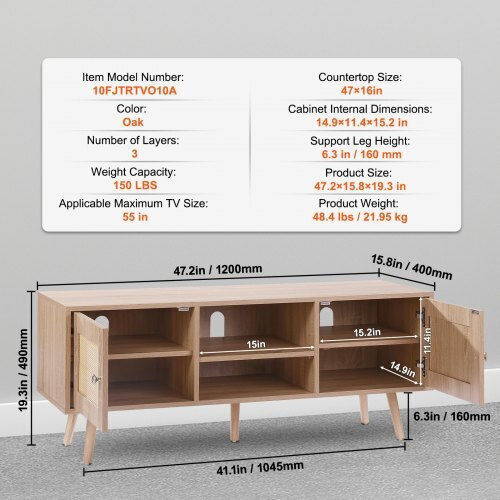 TV Stand Oak M120xD40xH49cm