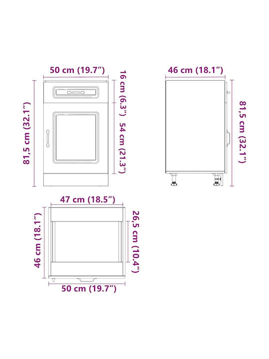 Floor Cabinet Gray Sonoma 50x46x81.5pcs