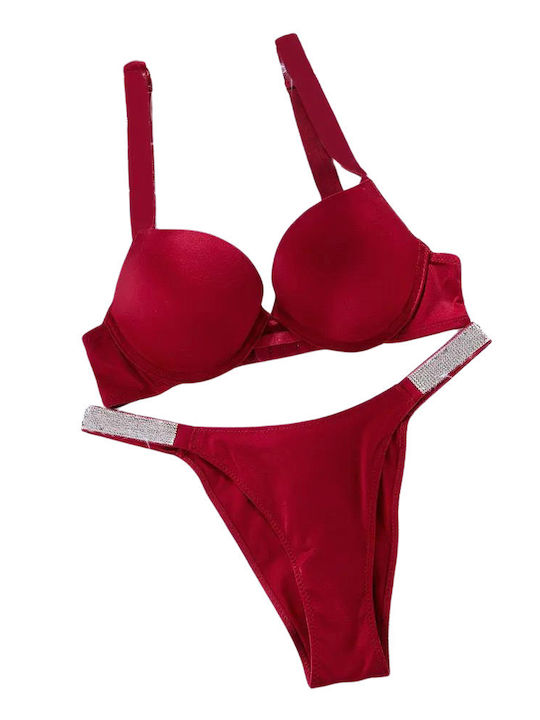 Chicret Essentials Underwear Set with Bra & Brazil Red