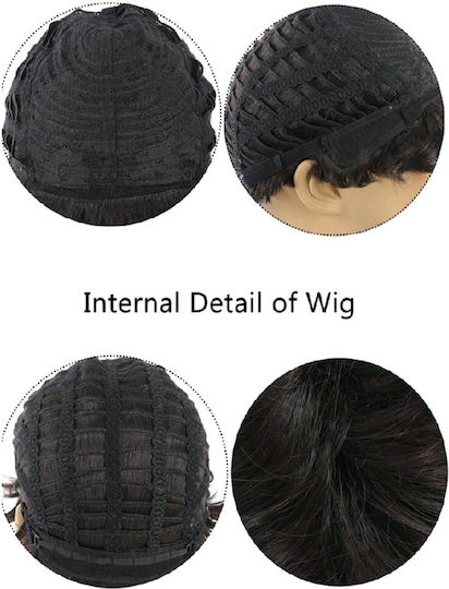 Men's Wig with Synthetic Hair in Dark Black Color 10cm