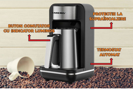 Hausberg Cafetieră electrică grecească 500W cu Capacitate 250ml Inox