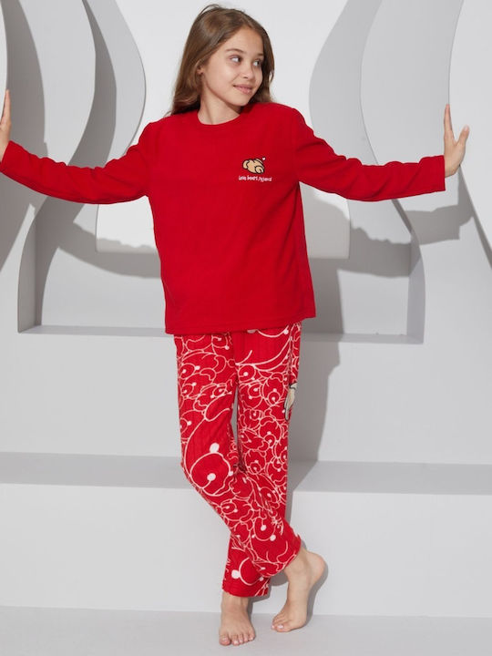 Siyah Inci Παιδική Πιτζάμα Χειμωνιάτικη Fleece Κόκκινη