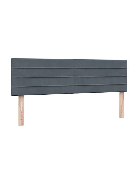 Pat Dublu Tapitat Cu Material Gri Închis Cu Plăci Și Saltea 160x210cm