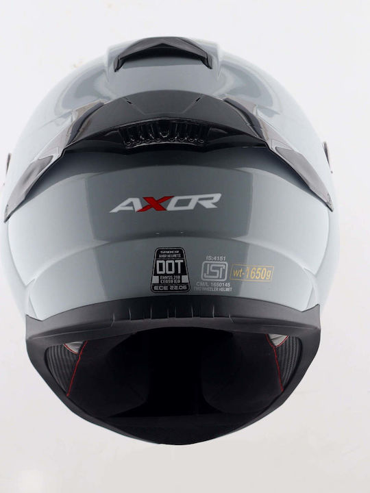 Axor Apex Solid Grey Motorcycle Helmet Full Face ECE 22.06 1600gr with Pinlock and Sunvisor