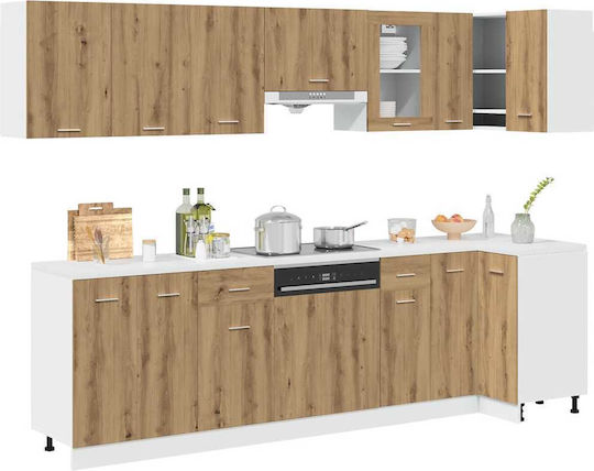 11-teiliges Küchenschrank-Set aus Kunstholz in Handwerker-Eiche 3328580