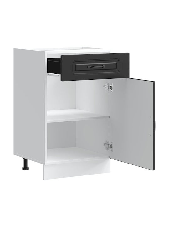 Kalmar Black Processed Wood Kitchen Base Cabinet Black 50 X 46 X 81.5 Cm