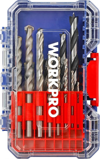WorkPro Комплект 16 Свредла HSS за Дървο και Строителни материали