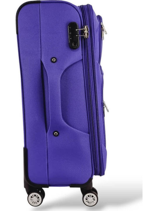 Playbags Valize De Călătorie Din Material Textil Violet Cu 4 Roți Set 3 Bucăți