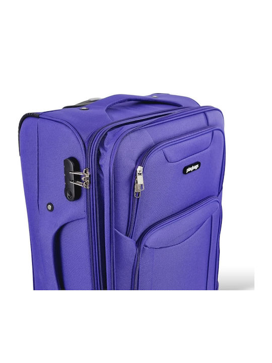 Playbags Valize De Călătorie Din Material Textil Violet Cu 4 Roți Set 3 Bucăți