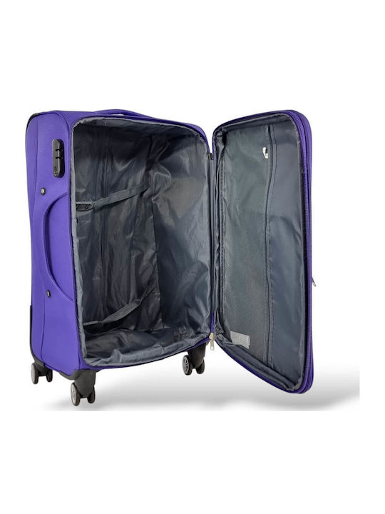 Playbags Μεγάλη Βαλίτσα Ταξιδίου Υφασμάτινη Μωβ με 4 Ρόδες Ύψους 75εκ.