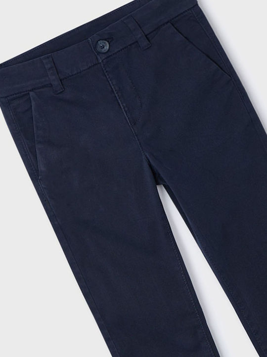 Kids' Chino Fabric Pants Navy Blue Basic