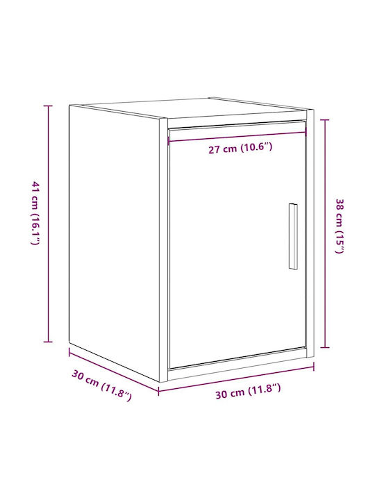 Wall Living Room Cabinet Made of Particle Board White 30x30x41cm