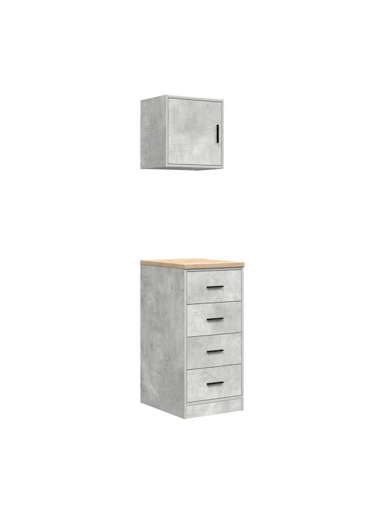 Office Storage Cabinet Grey Concrete L40xW51xH85cm