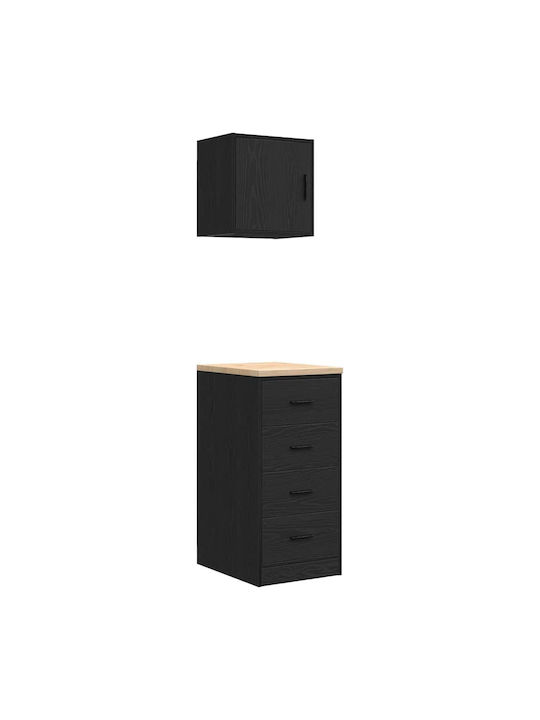 Office Storage Cabinet Black Velvet-Black Metal L40xW51xH85cm