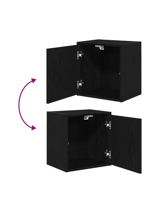 Cabinet de Birou din Lemn Masiv Negru 40x51x85cm