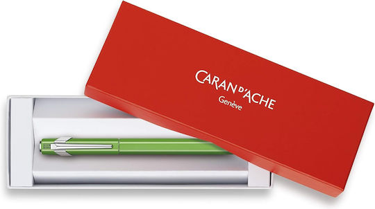 Caran D'ache Πένα Γραφής Medium Πράσινη από Αλουμίνιο με Μπλε Μελάνι