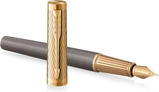 Parker Füllfederhalter Fein Gold aus Messing mit Blauer Tintenfarbe