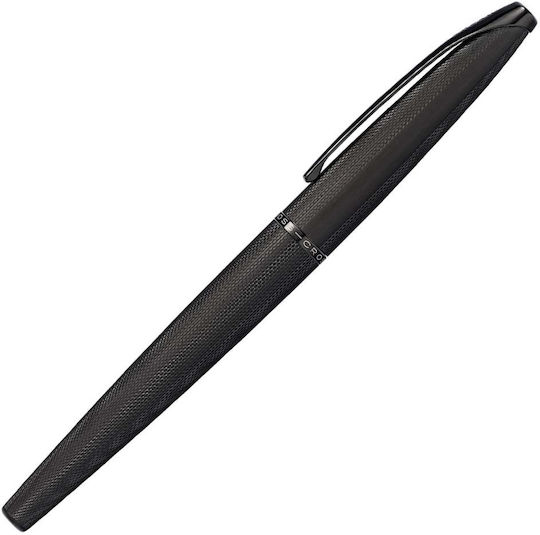 Cross ATX Writing Pen Medium Black made of Steel with Black Ink and with 1 Replacement Nibs