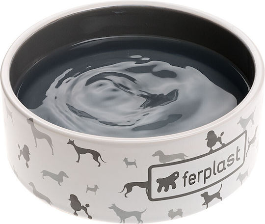 Ferplast Juno Ceramic Bowl Food & Water for Dog & Cat 750ml 16.3cm in Gray Color