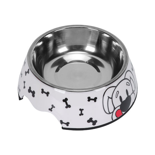 Nunbell Pet Stainless Steel Bowl Food & Water for Dog & Cat 17.5cm in White Color