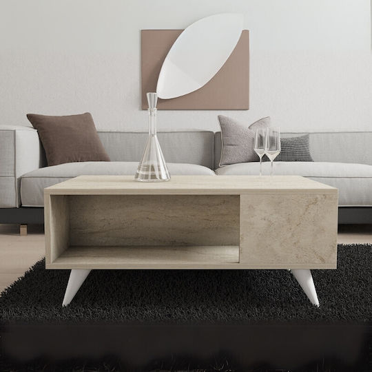 Τετράγωνο Κεντρικό Τραπεζάκι Yuka Ξύλινο Travertine Μ90xΠ60xΥ39.5εκ.