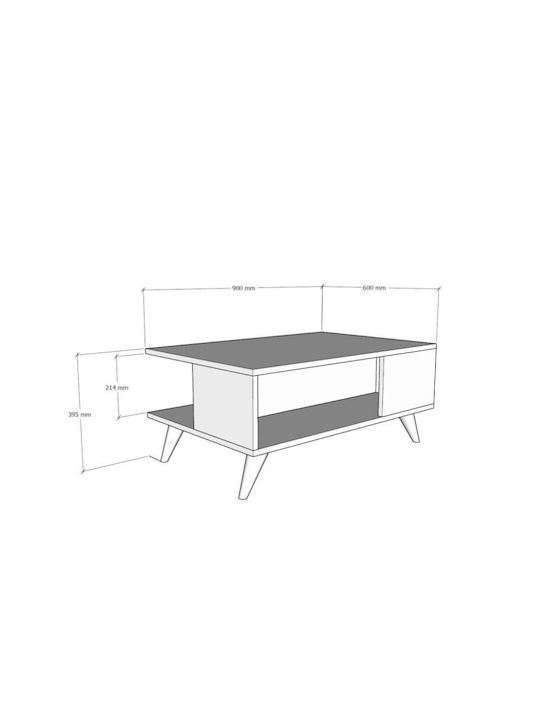 Square Central Coffee Table Yuka Wooden Travertine W90xL60xH39.5cm
