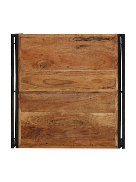 Square Central Coffee Table Made of Solid Wood Brown W80xL80xH35cm