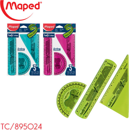 Maped Set 3 Instrumente Geometrice Plastice Twist 'n Flex (Diverse modele/culori)