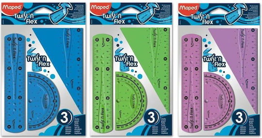 Maped Set 3 Instrumente Geometrice Plastice Twist 'n Flex (Diverse modele/culori)