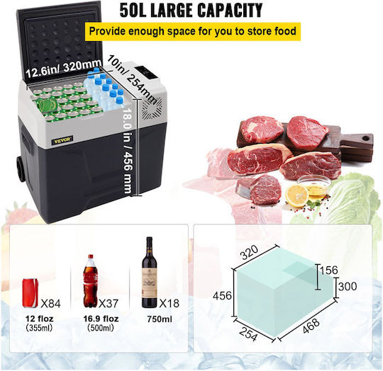Vevor Portable Fridge 50L 12V Gray