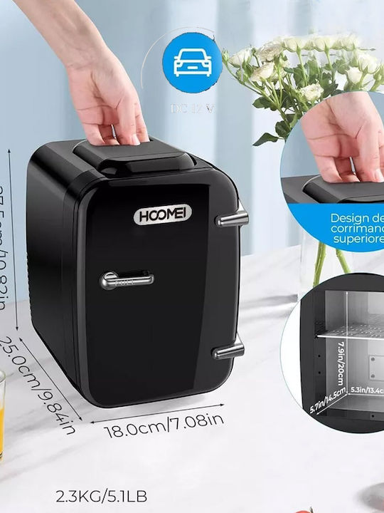Hoomei Ψυγείο Καλλυντικών 4lt με Ράφι & Λειτουργία Θέρμανσης Μαύρο 45W