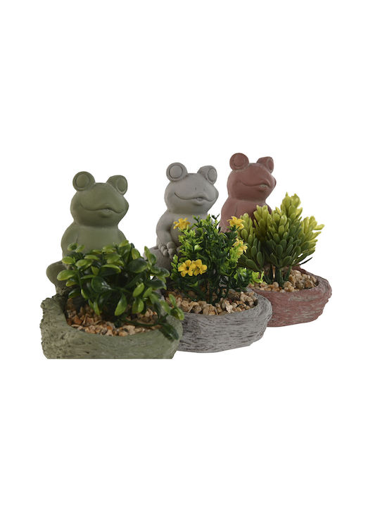 Decorative Plant Home Esprit Polyethylene Cement Frog 9 X 9 X 13 Cm 3 Units