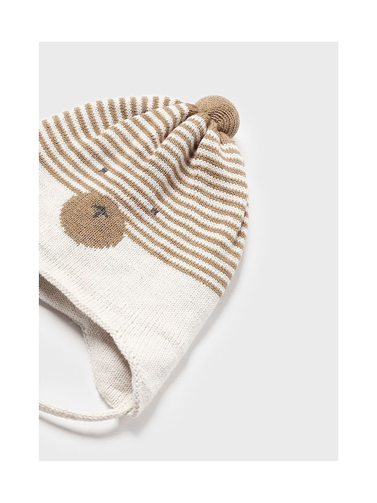 Mayoral Kids Beanie Set with Gloves Knitted Beige for Newborn