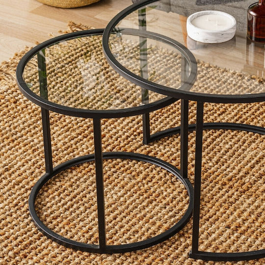 Set Zigon Rotund Vetro Din Sticlă Neagră 2 Buc M60xL60xÎ43cm