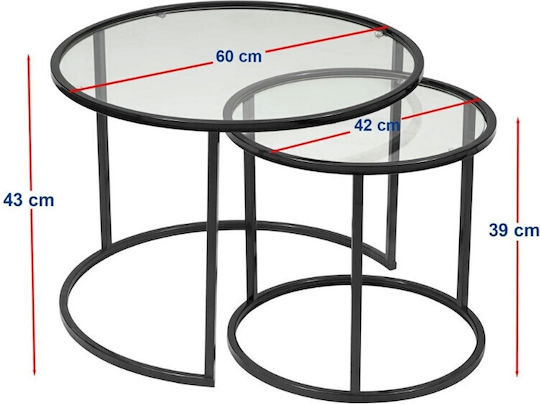 Set Zigon Rotund Vetro Din Sticlă Neagră 2 Buc M60xL60xÎ43cm