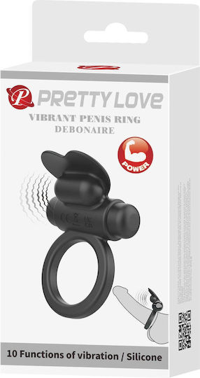 Pretty Love Vibrant Penis Ring Debonaire Black 10 Vibration Functions