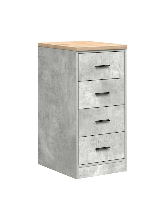 Ντουλάπι Γραφείου από Μασίφ Ξύλο Γκρι 40x51x85cm