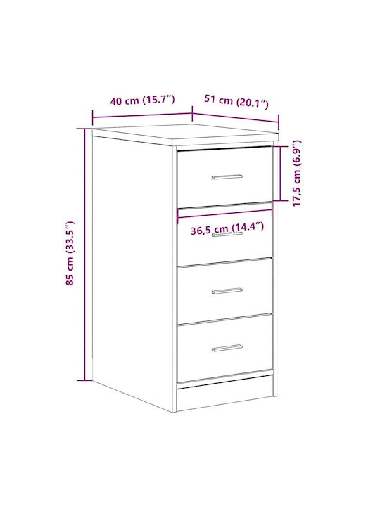 Ντουλάπι Γραφείου από Μασίφ Ξύλο Μαύρο 40x51x85cm