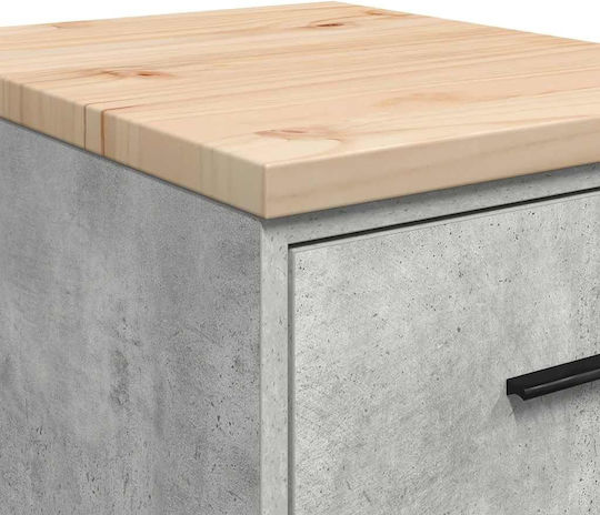 vidaXL Office Storage Drawer from Solid Wood Grey 40x51x85cm