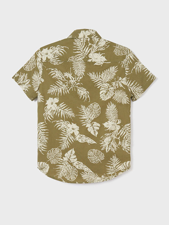 Kinder Blumen Hemd Kurzarm Khaki Ecofriends